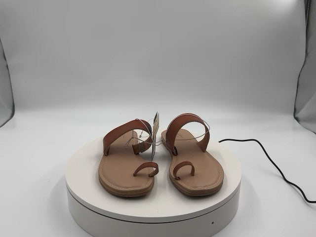 Women's Juno Toe Ring Flat Sandals - Universal Thread Cognac 6.5: Slip-On, Memory Foam Insole, Flexible Outsole