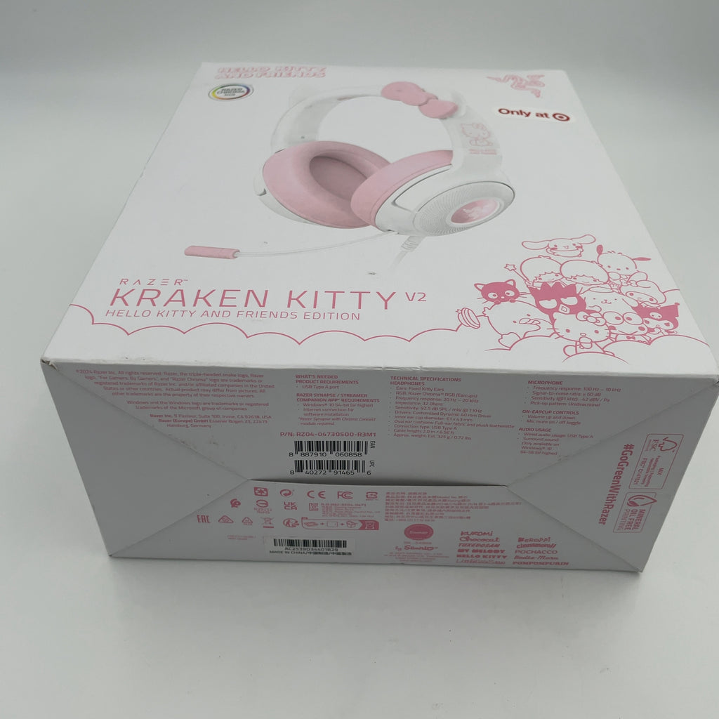 Razer Kraken Kitty V2 Wired Usb A Gaming Headset With Kitty Ears And Chroma Rgb Lighting - Hello Kitty Edition: Compatible With Personal Computer