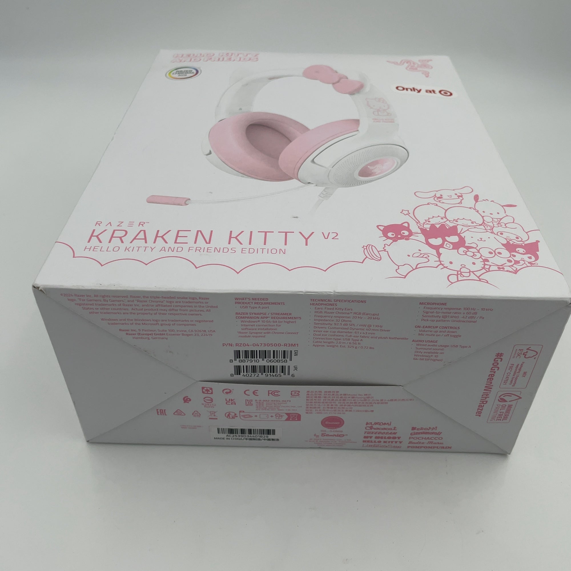Razer Kraken Kitty V2 Wired Usb A Gaming Headset With Kitty Ears And Chroma Rgb Lighting - Hello Kitty Edition: Compatible With Personal Computer