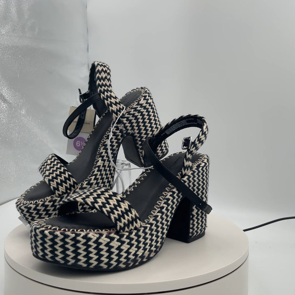 Women's Madeline Woven Platform Sandal Heels With Memory Foam Insole - Universal Thread Black 6.5: Ankle Strap, Block Heel