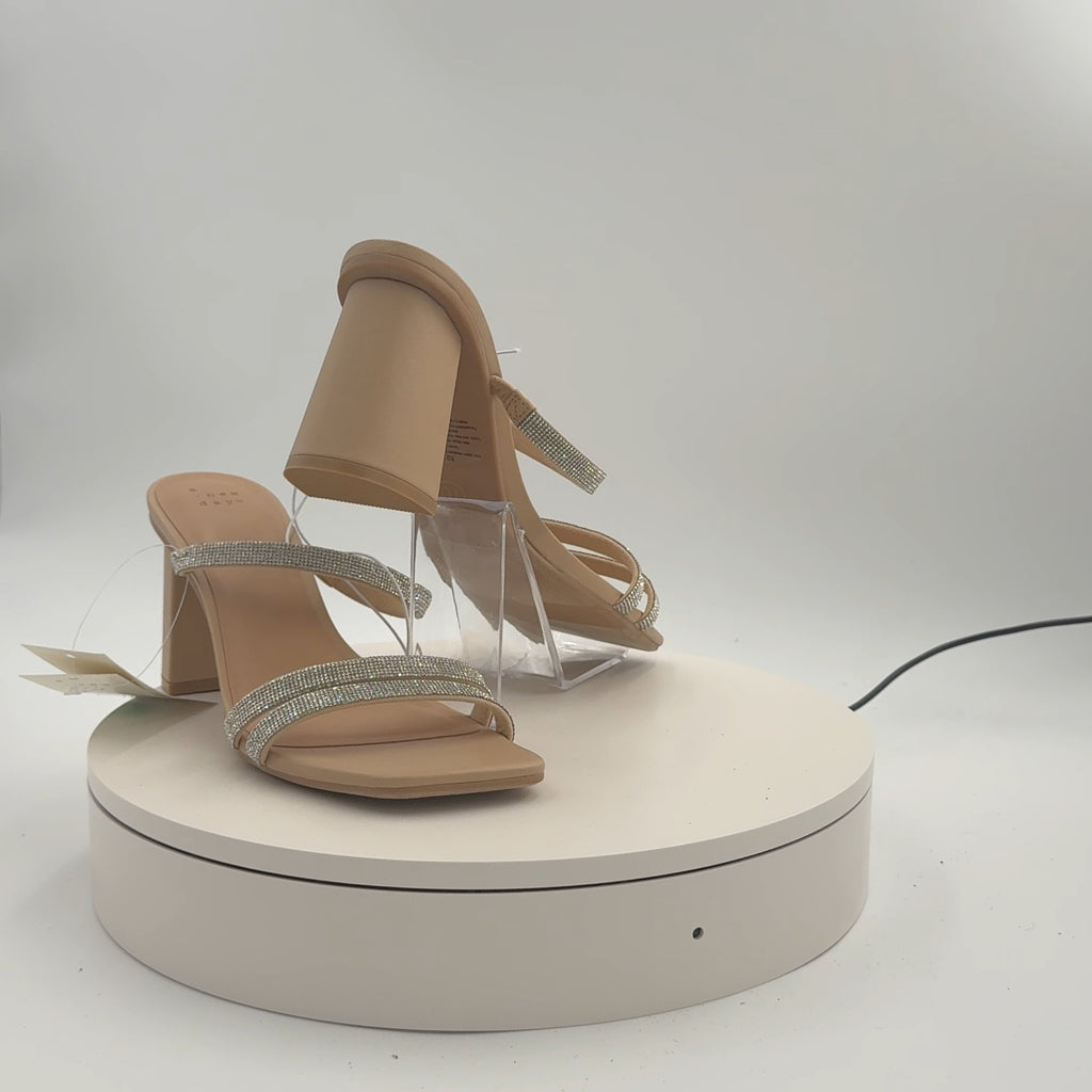 Women's Stacy Mule Heels - A New Day Silver 10: Slip-On Block Heel, Open Toe, Cushioned Insole, Textured Outsole