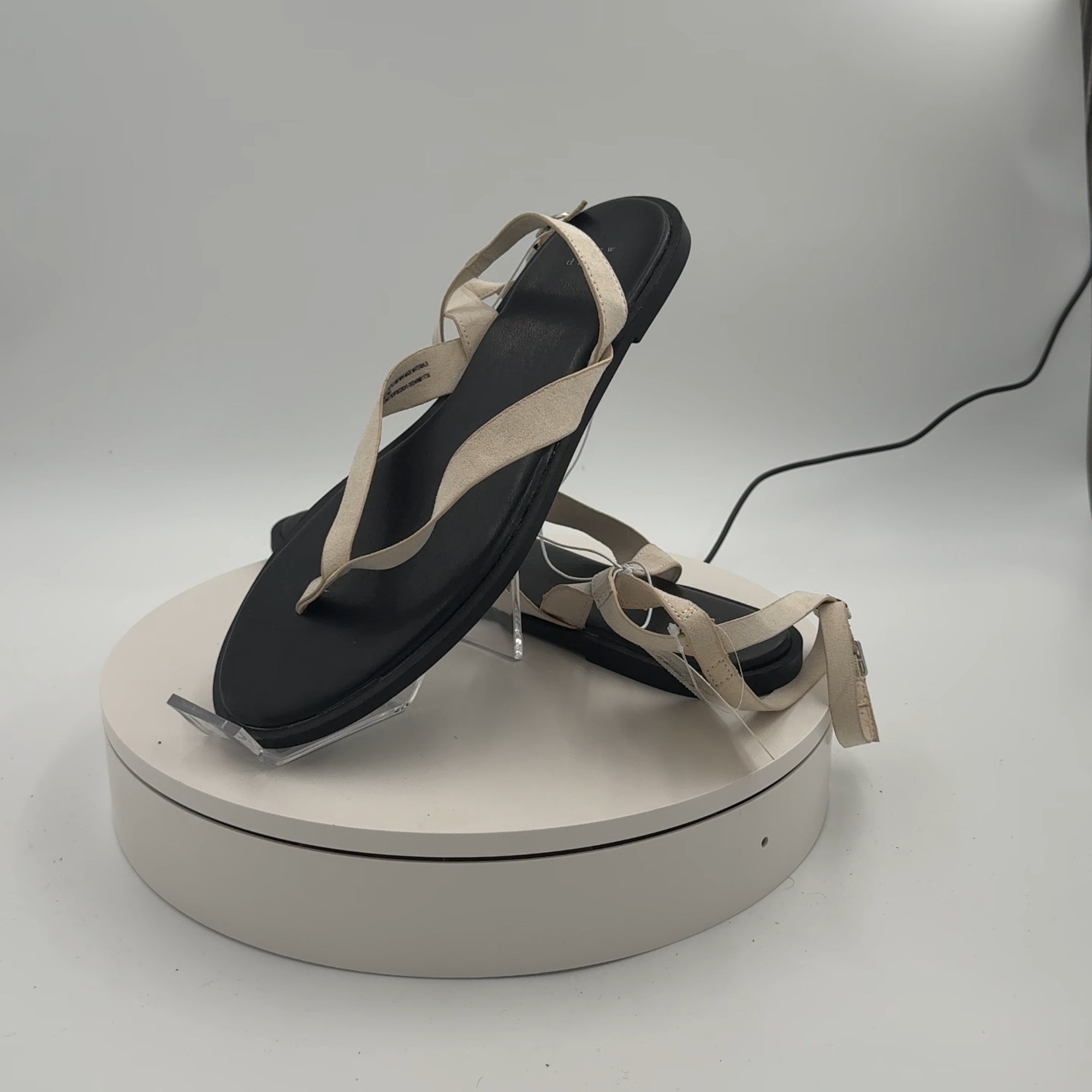 Women's Tarin Ankle Wrap Thong Sandals - A New Day Cream 12: Cushioned Footbed, Adjustable Ankle Strap, Open Round Toe