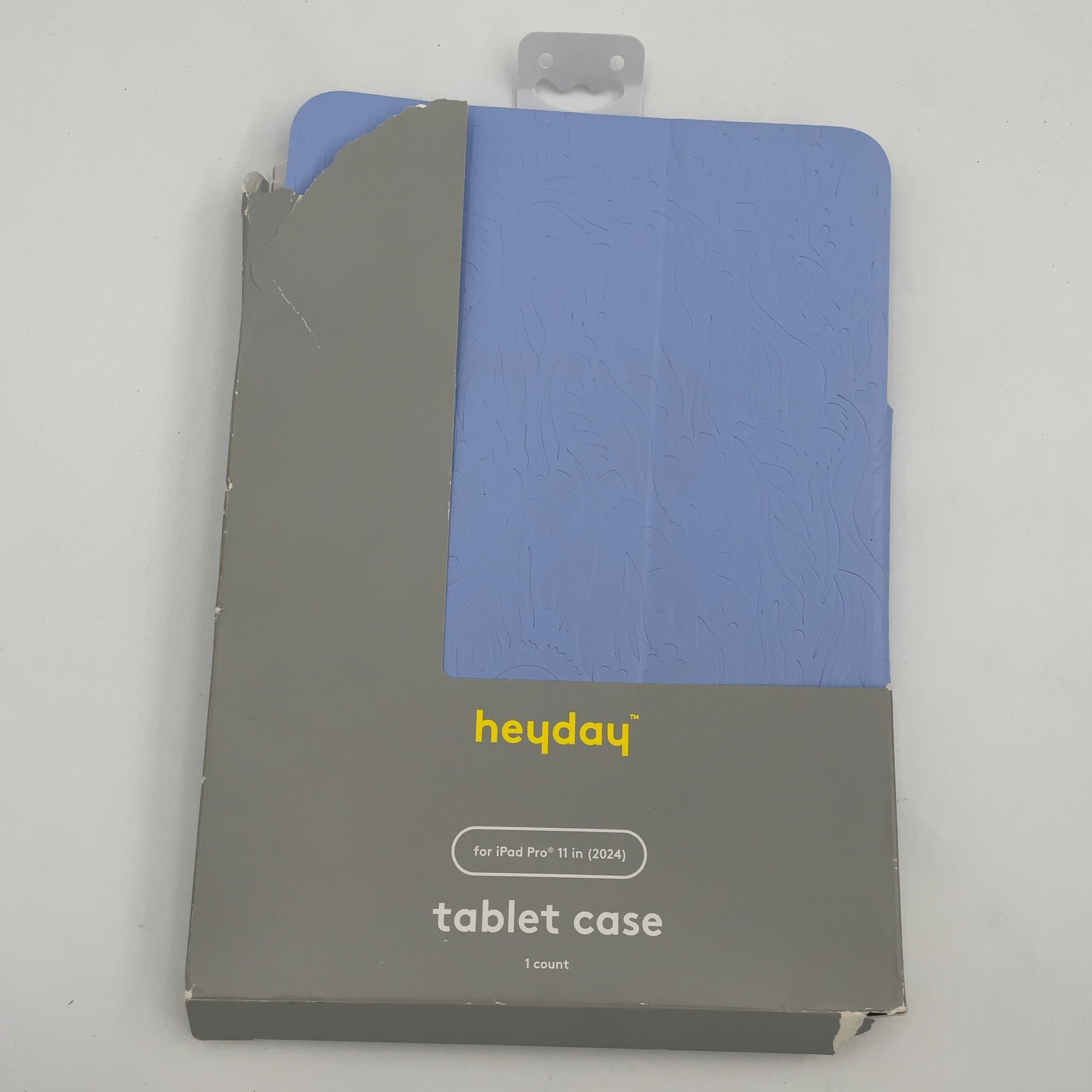 Ipad Pro 11" (M4) Case - Heyday Peri-Blue Debossed: Botanical Pattern, Stylus Holder, Polyurethane, Tpu