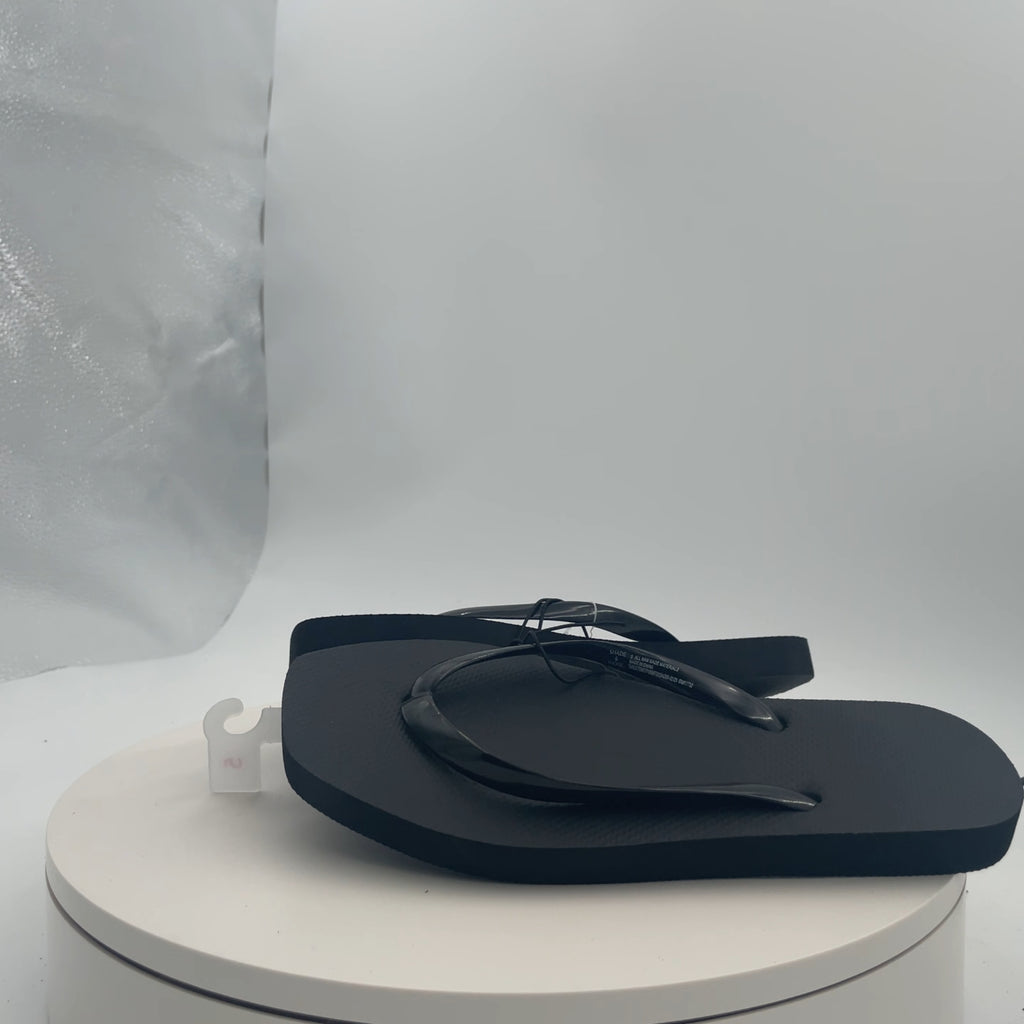 Women's Square Toe Thong Flip Flop Sandals - Shade & Shore Palmer Black 5: Slip-On, Medium Width, Non-Marking Outsole