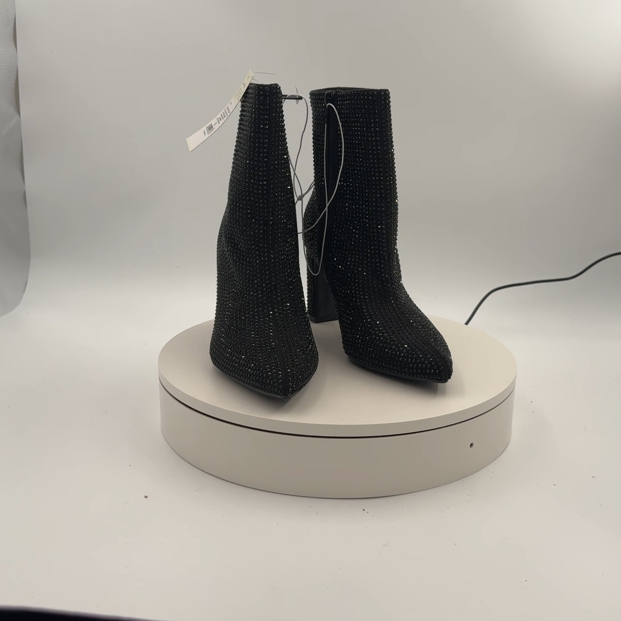 Women’s Gloria Low Shaft Heeled Rhinestones Boots With Memory Foam Insole - A New Day Jet Black 7.5
