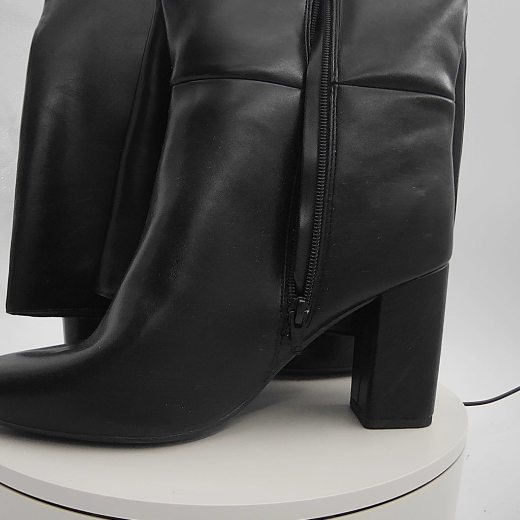 Women’s Evangeline Under Knee Heeled Boots With Memory Foam Insole - A New Day Black 11
