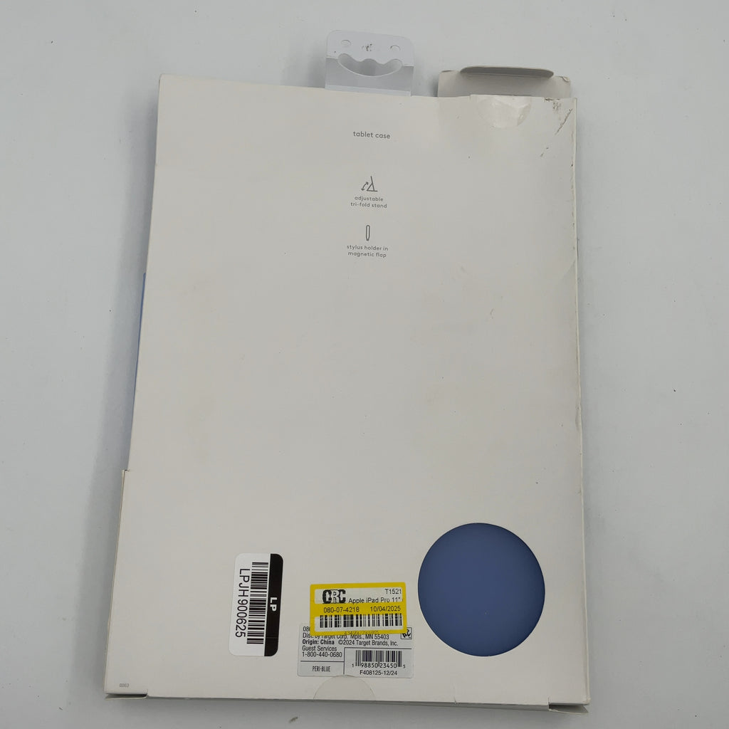Ipad Pro 11" (M4) Case - Heyday Peri-Blue Debossed: Botanical Pattern, Stylus Holder, Polyurethane, Tpu