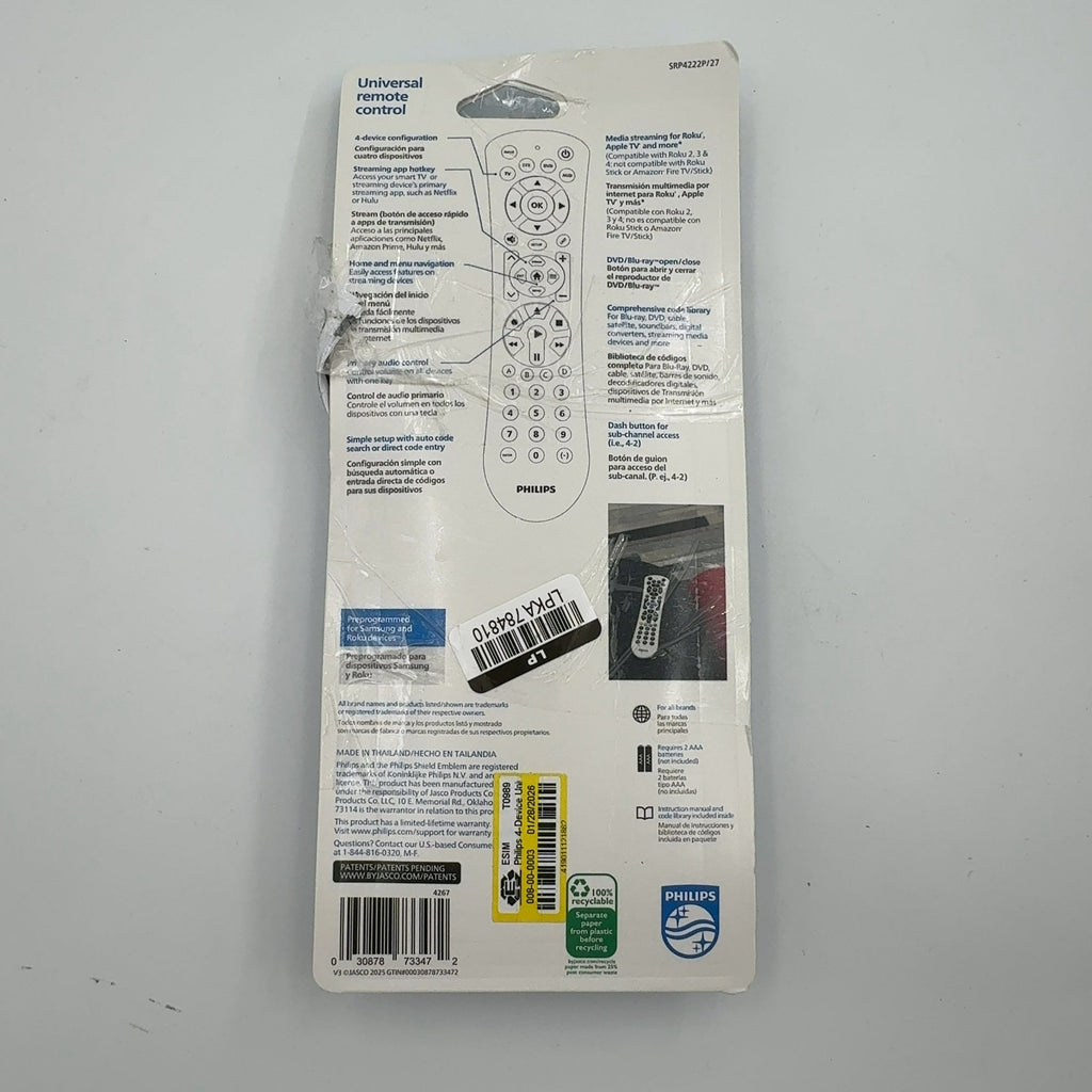 Philips 4-Device Universal Remote Control Pearl White: Home Theater Accessory