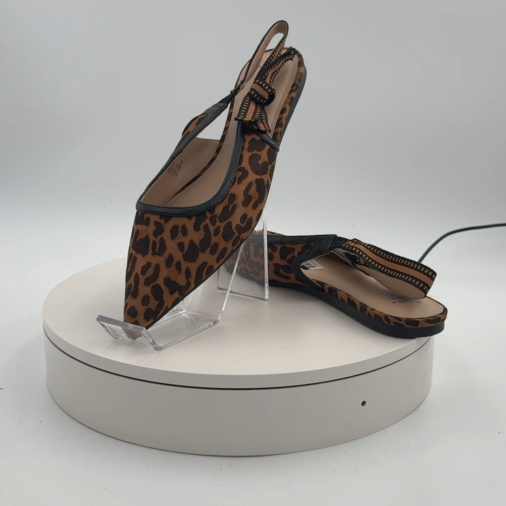 Women's London Sling Back Flats - A New Day Brown 10: Slip-On Tuxedo Style, Cushioned Insole, Pointed Toe, Microsuede Finish