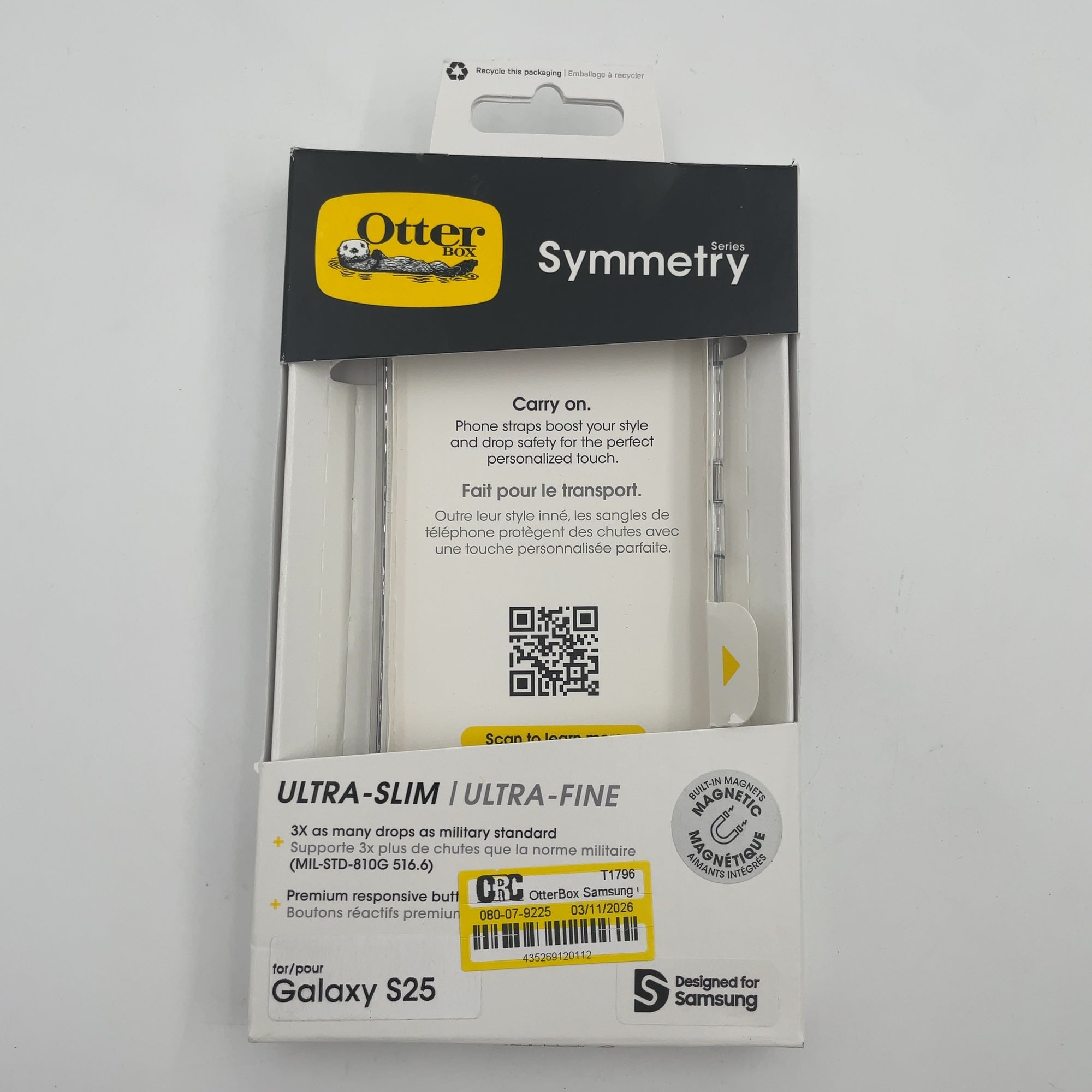 Otterbox Samsung Galaxy S25 Symmetry Series Case With Magnets - Clear: Solid Plastic Cell Phone Cover