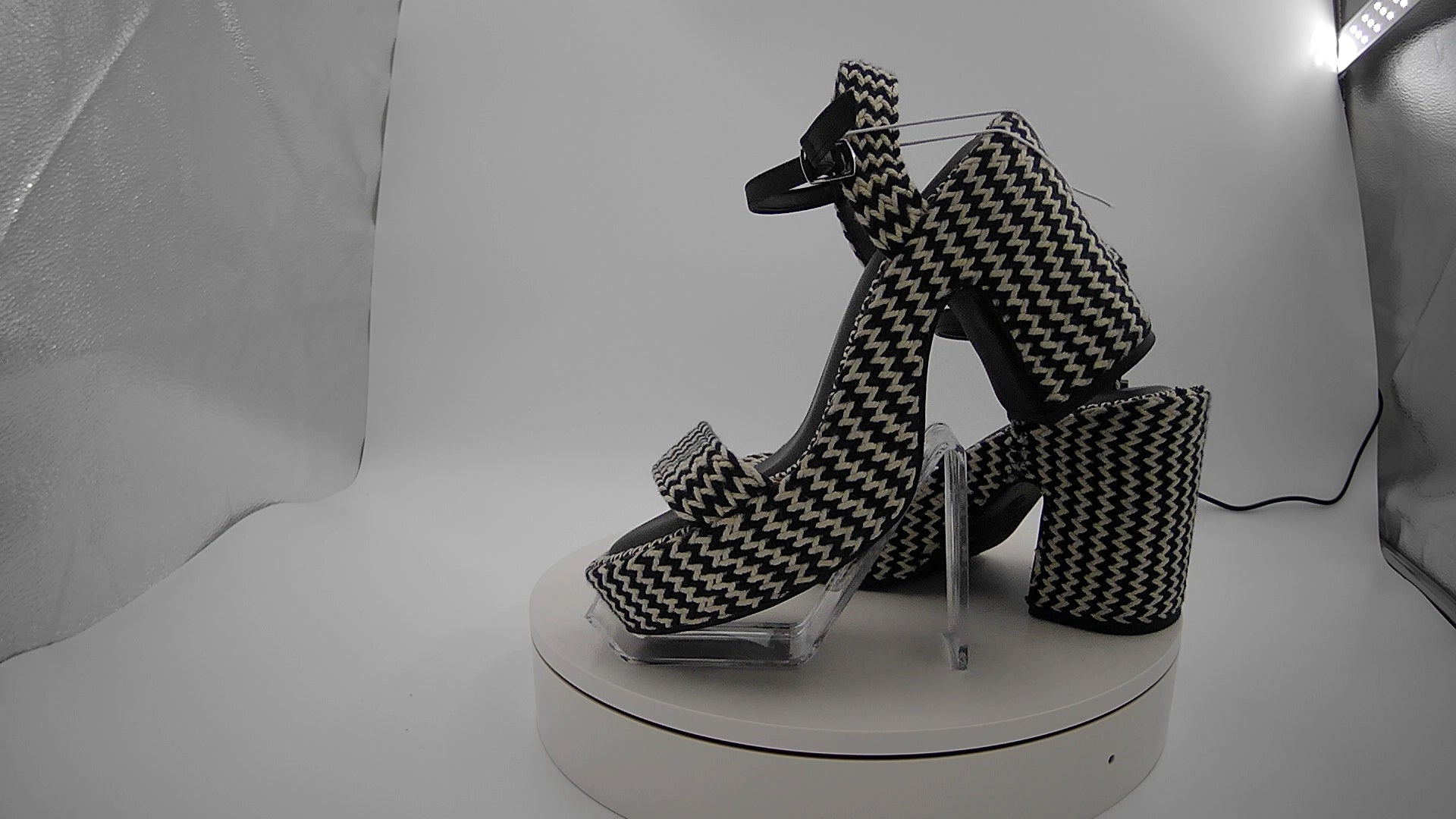 Women's Madeline Woven Platform Sandal Heels with Memory Foam Insole - Universal Thread Black 7.5: Ankle Strap, Block Heel
