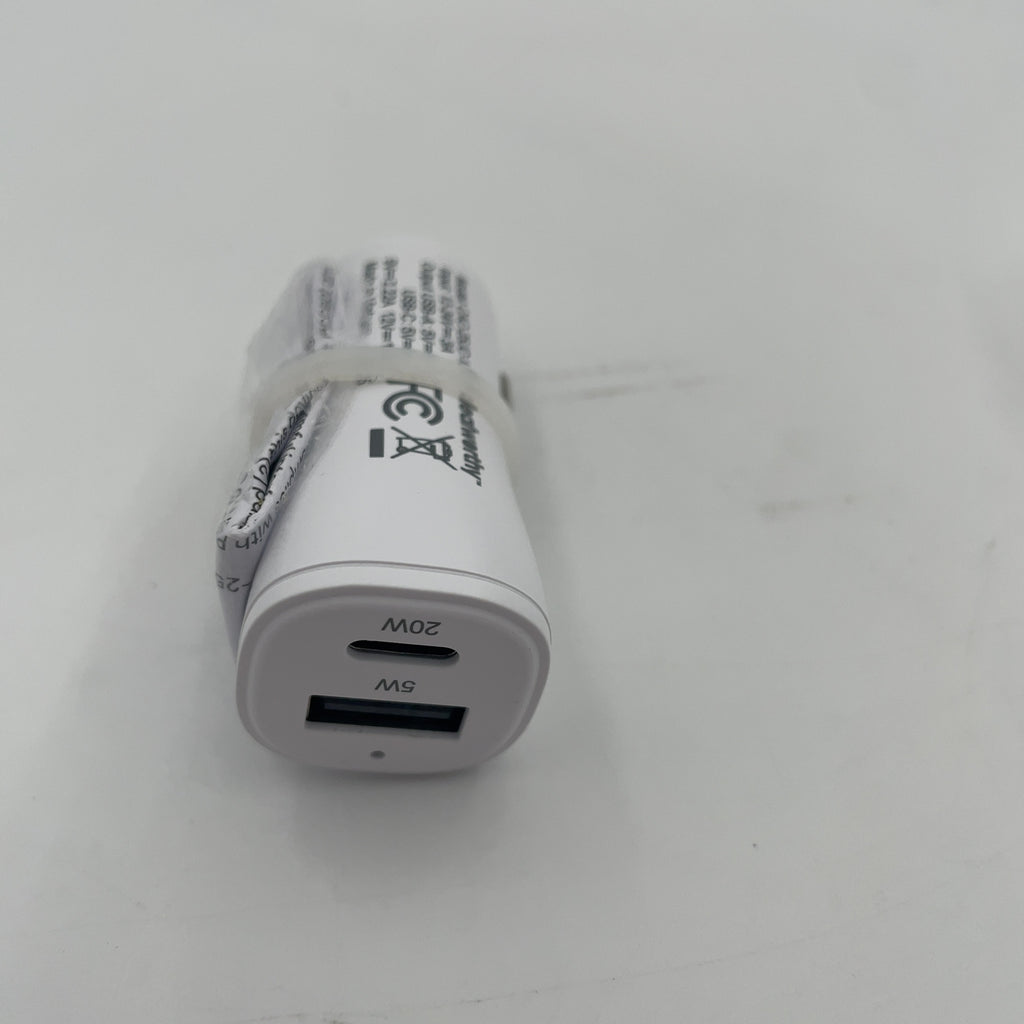 2-Port 25W Car Charger - Dealworthy White: Usb & Usb-C Car Adapter