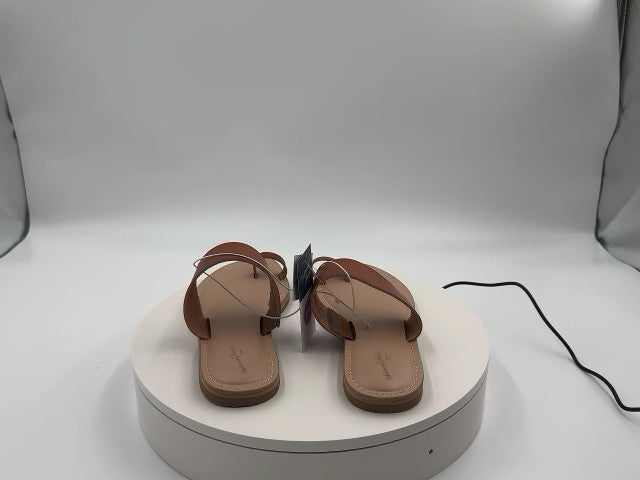 Women's Juno Toe Ring Flat Sandals - Universal Thread Cognac 6.5: Slip-On, Memory Foam Insole, Flexible Outsole