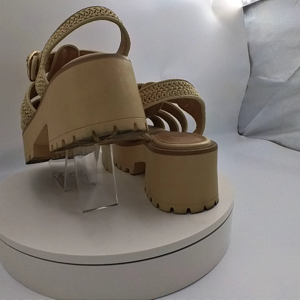 Women's Elide Raffia Fisherman Platform Heels With Memory Foam Insole - Wild Fable Tan 8: Wedge Heel, Buckle Closure, Textured Outsole - Used U001
