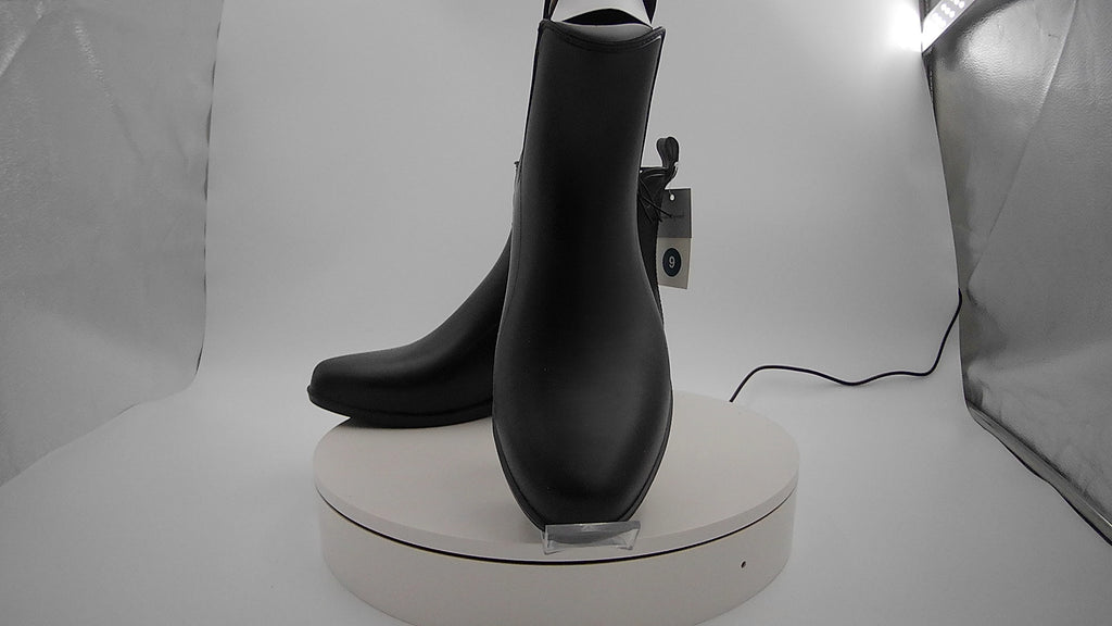 Women's Chelsea Rain Boots - A New Day Black 9: Waterproof Ankle Block Heel, Pull-On Style