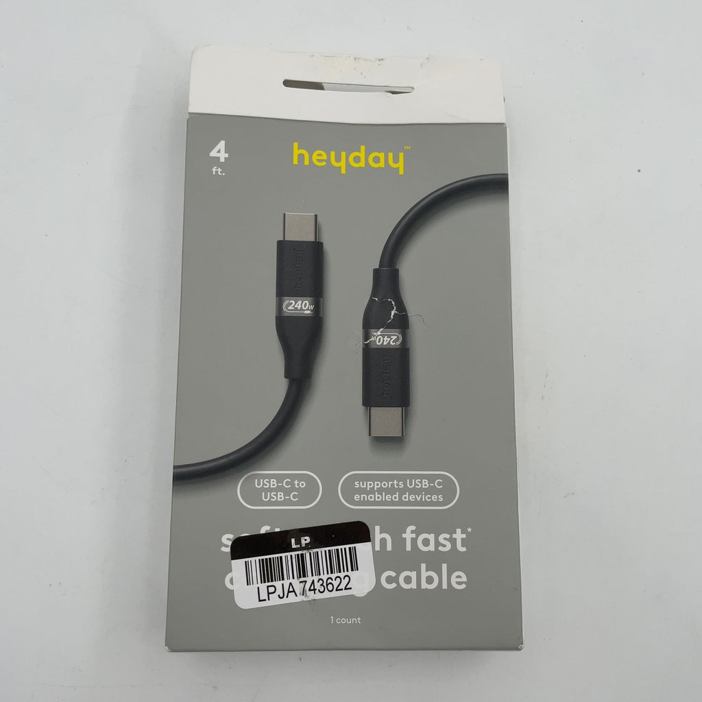4' Usb-C To Usb-C 240W Silicone Cable - Heyday Black: Male-To-Male Connection