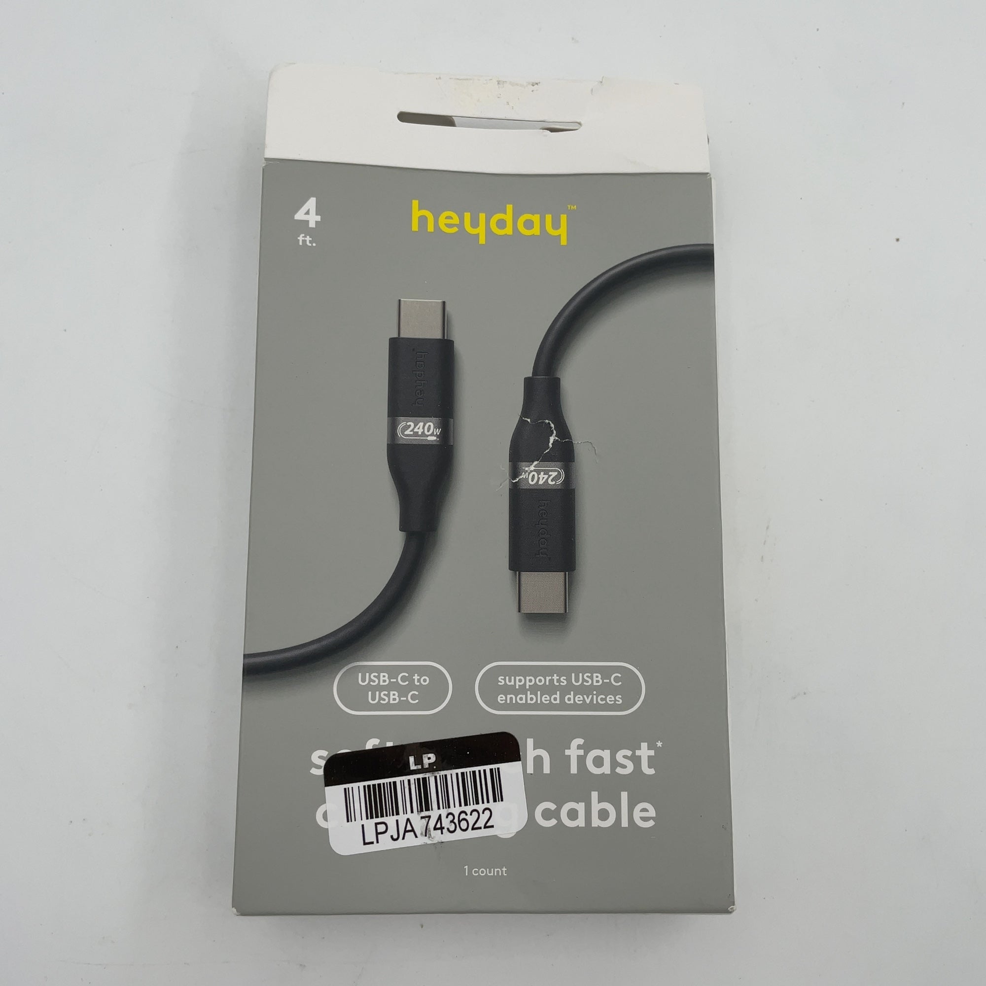 4' Usb-C To Usb-C 240W Silicone Cable - Heyday Black: Male-To-Male Connection