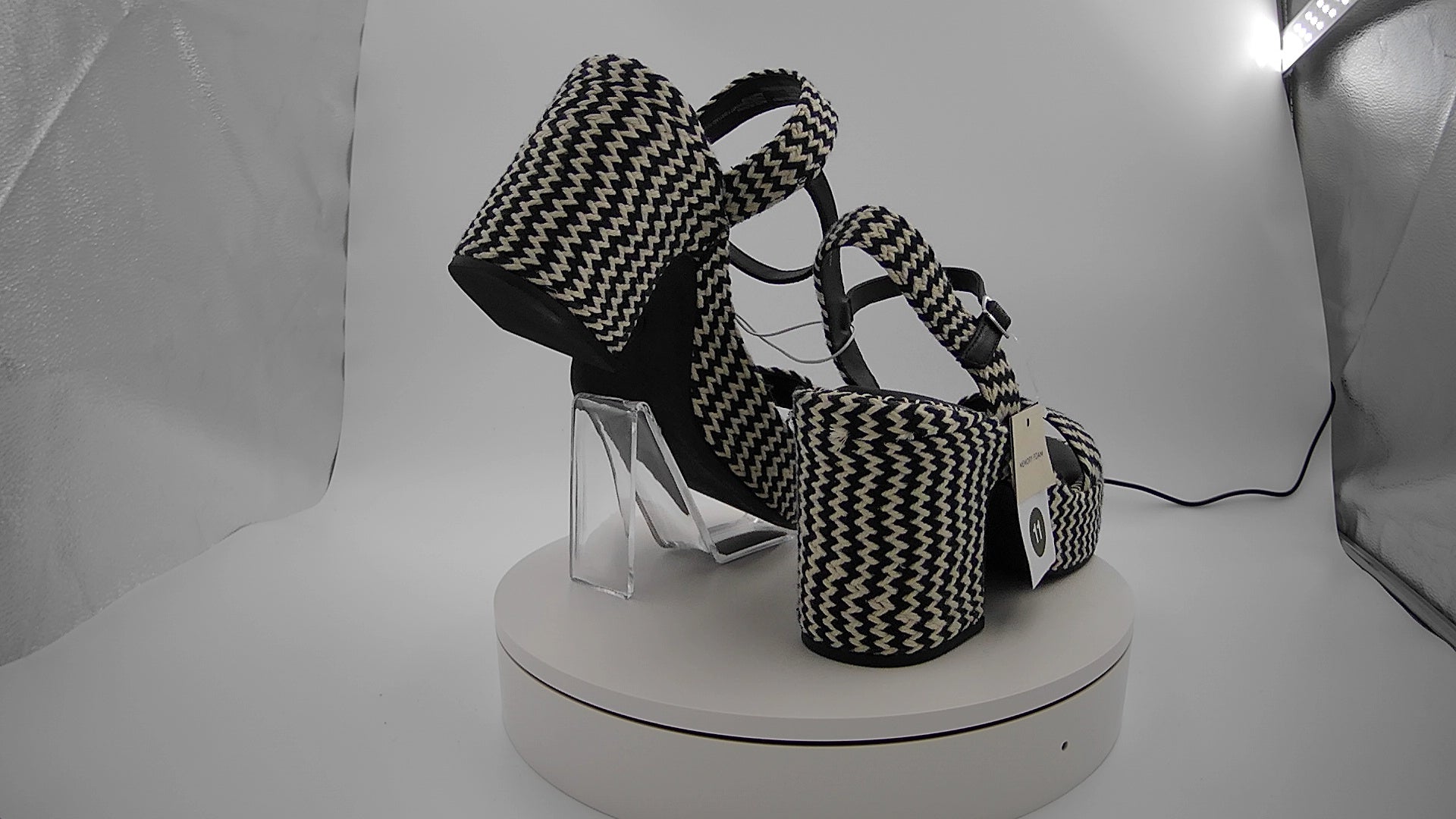 Women's Madeline Woven Platform Sandal Heels with Memory Foam Insole - Universal Thread Black 11: Ankle Strap, Block Heel