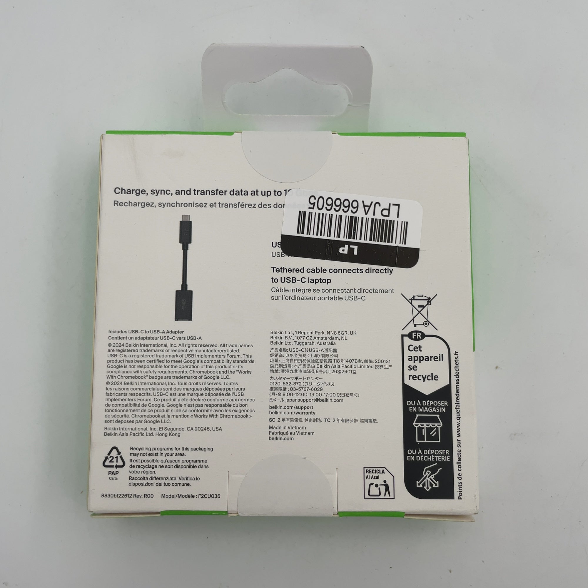 Belkin Usb-C 3.0 To Usb-A Adapter: Male-Female Black Coupler, 5 Inch Length