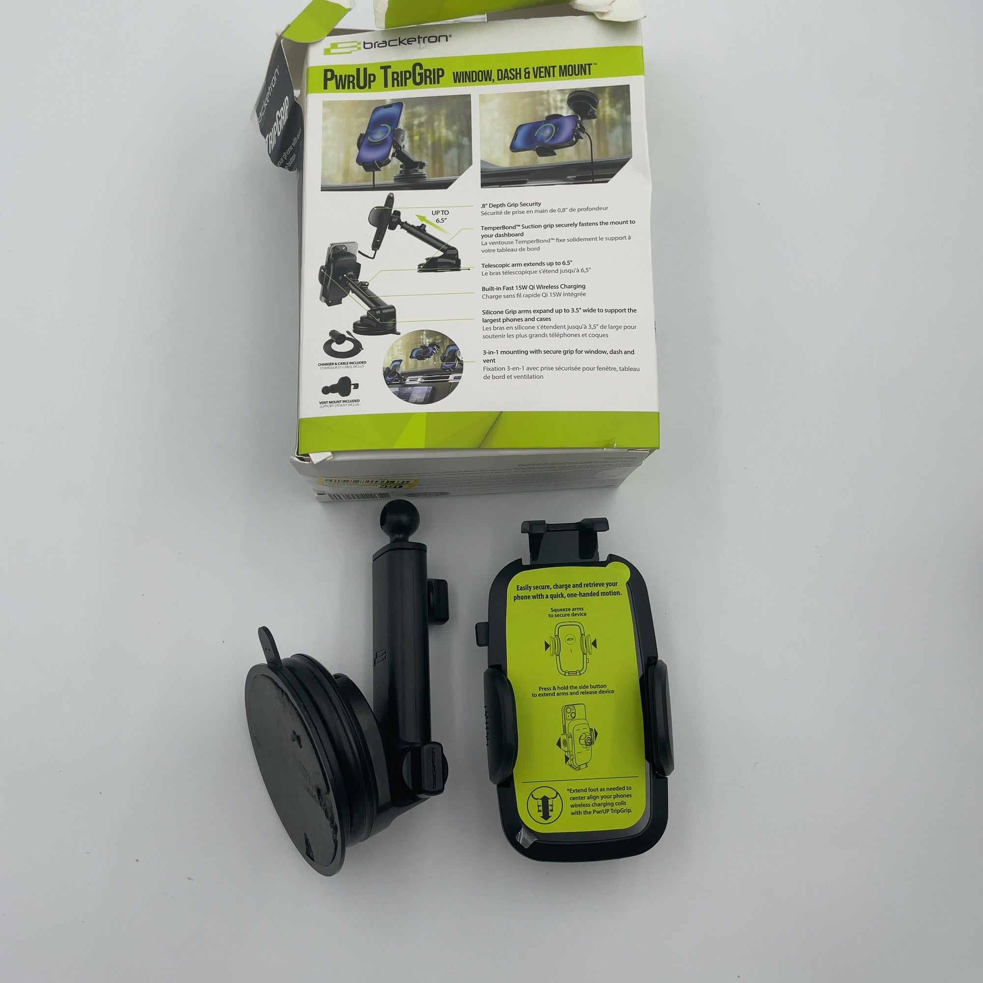 Bracketron Pwrup Tripgrip Window/Dash Mount - Black