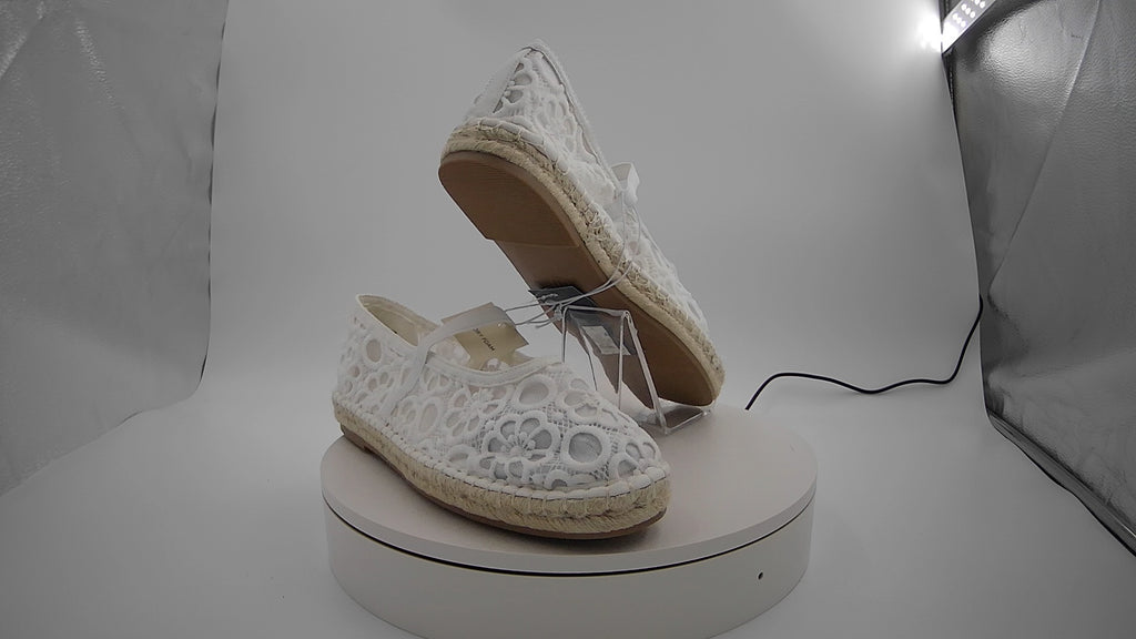 Women's Celia Floral Lace Mary Jane Espadrille Flat with Memory Foam Insole - Universal Thread White 11: Breathable Mesh Upper