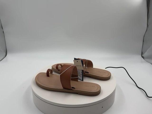 Women's Juno Toe Ring Flat Sandals - Universal Thread Cognac 6.5: Slip-On, Memory Foam Insole, Flexible Outsole