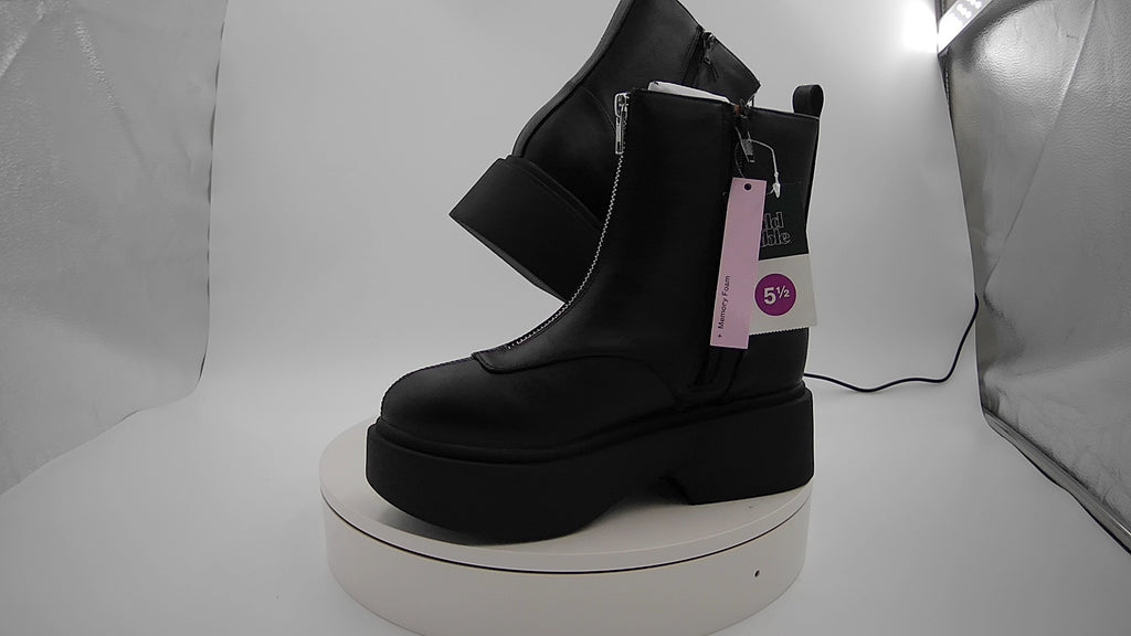 Women's Honor Ankle Combat Boots with Memory Foam Insole - Wild Fable Black 5.5