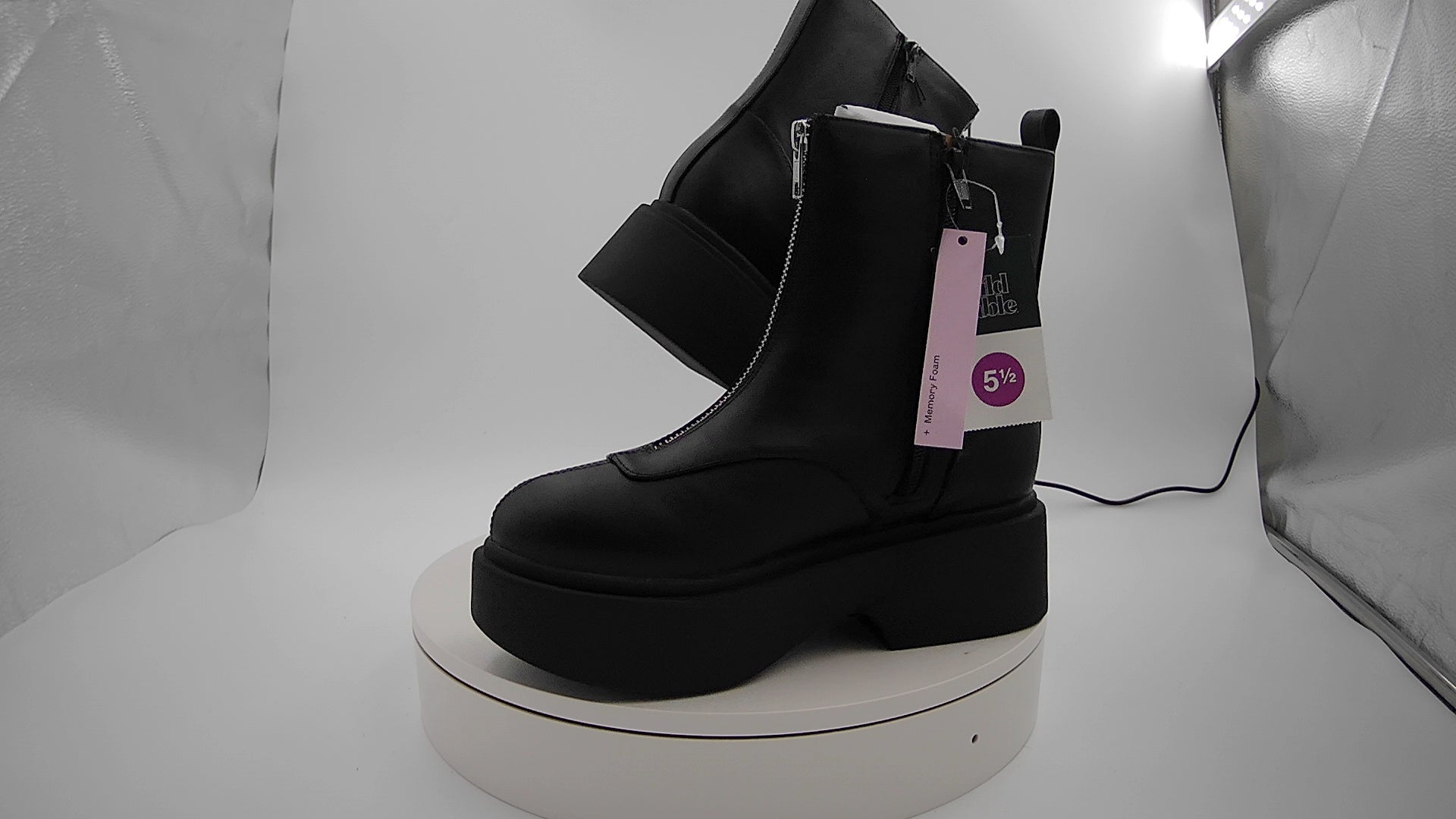 Women's Honor Ankle Combat Boots with Memory Foam Insole - Wild Fable Black 5.5