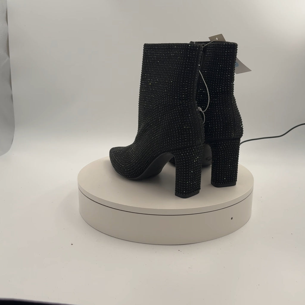 Women’s Gloria Low Shaft Heeled Rhinestones Boots With Memory Foam Insole - A New Day Jet Black 7.5