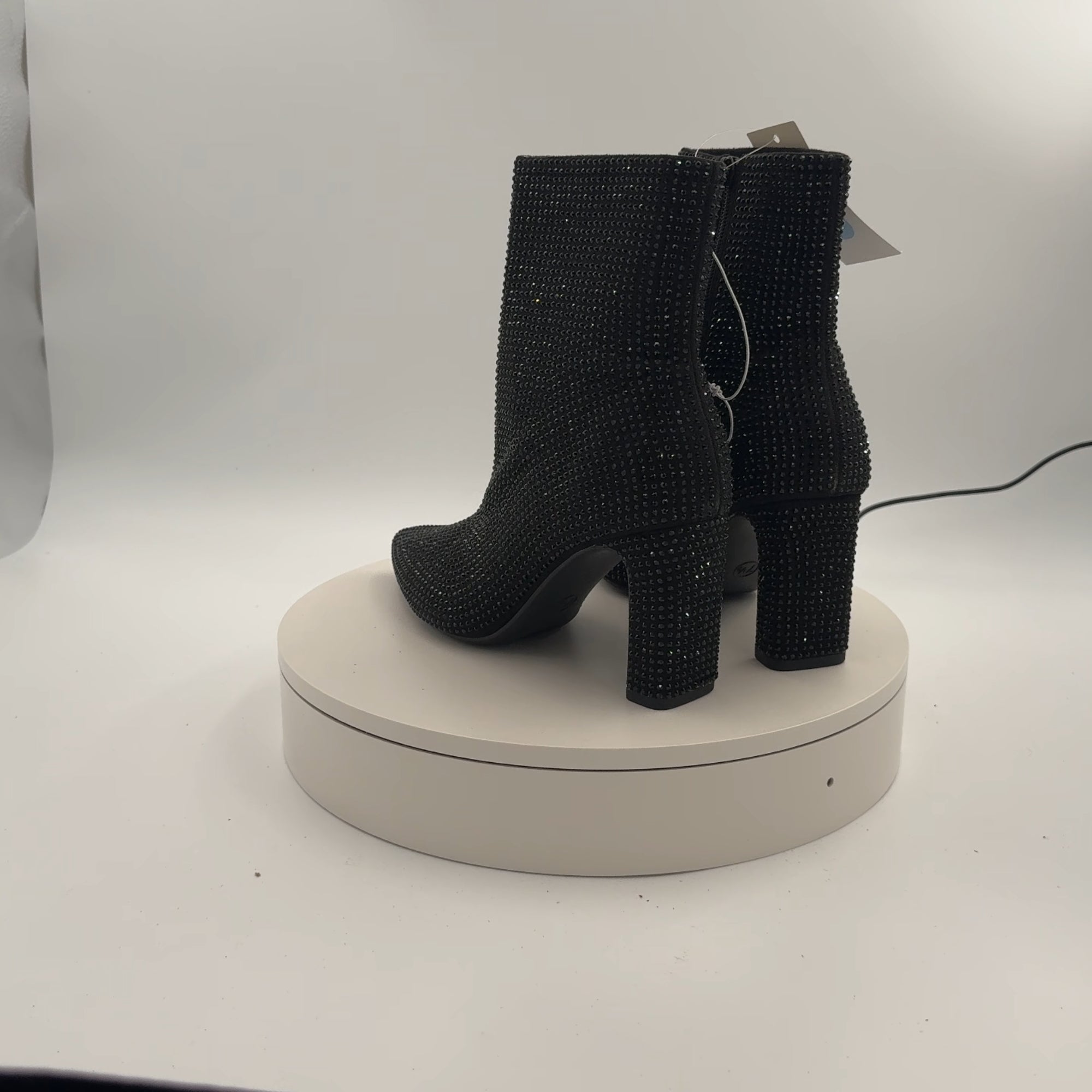 Women’s Gloria Low Shaft Heeled Rhinestones Boots With Memory Foam Insole - A New Day Jet Black 7.5
