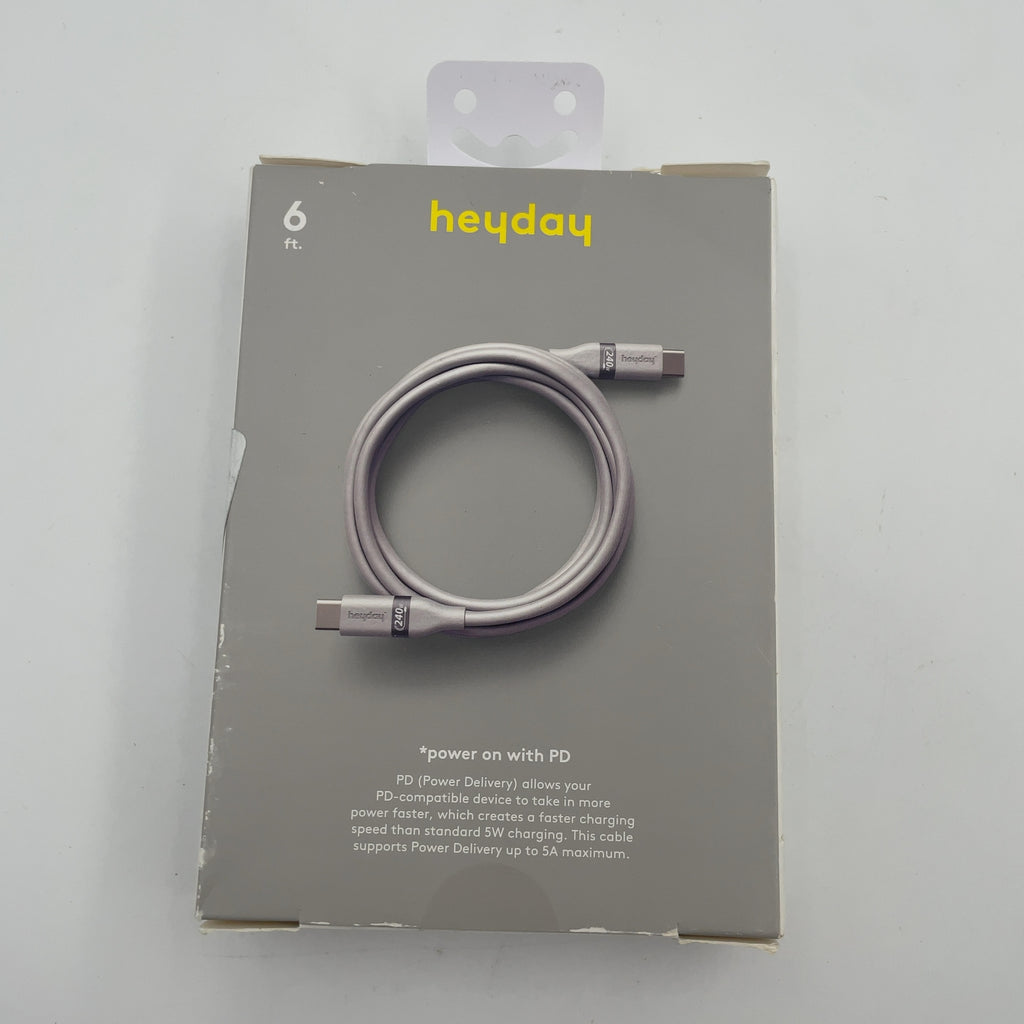 6' USB-C to USB-C Fast Charging Silicone Cable - heyday White Clay: Male-to-Male Connection
