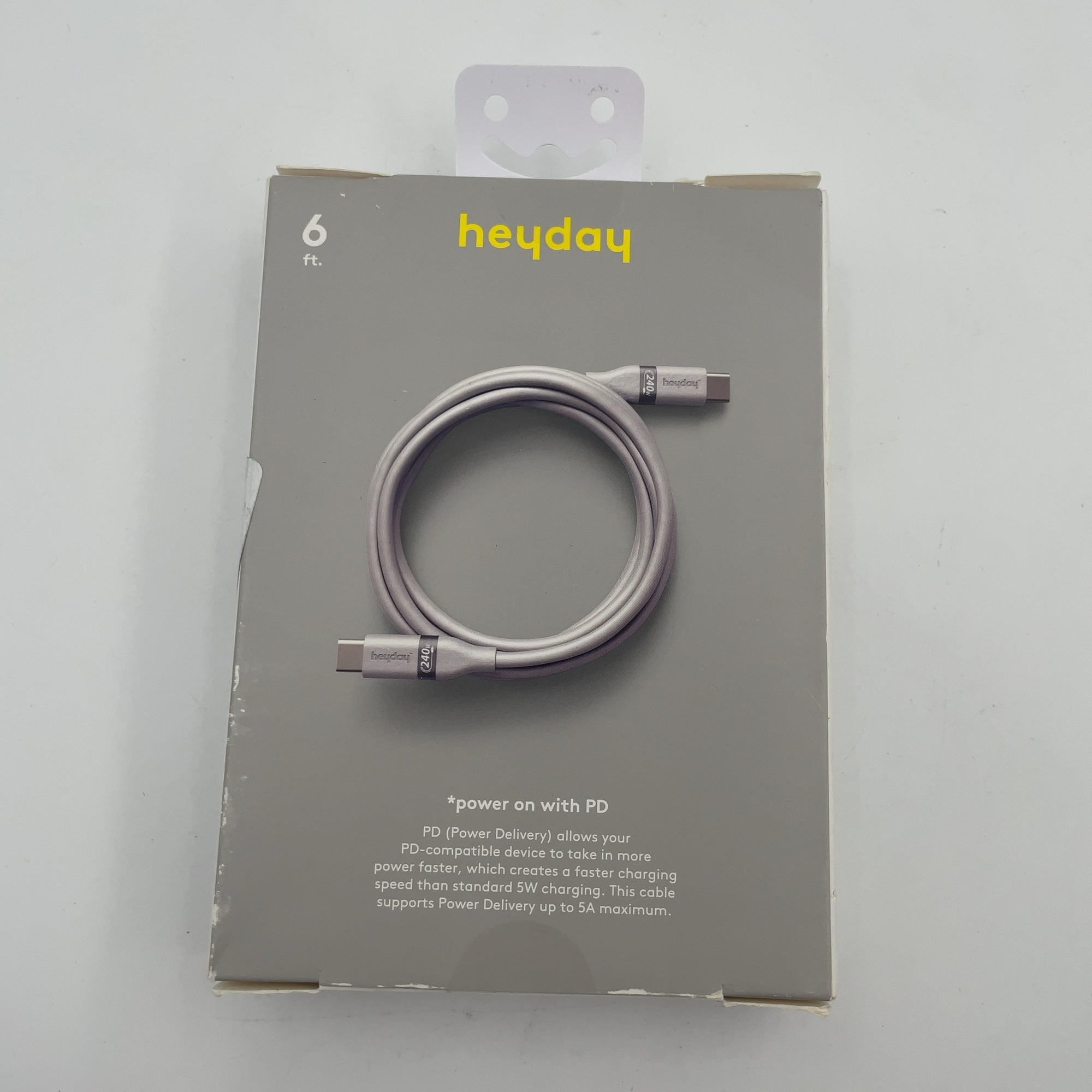 6' USB-C to USB-C Fast Charging Silicone Cable - heyday White Clay: Male-to-Male Connection