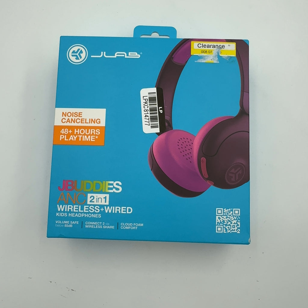 Jlab Jbuddies Bluetooth Wireless Anc Kids' Headphones - Purple/Pink: Over-Ear Cushions