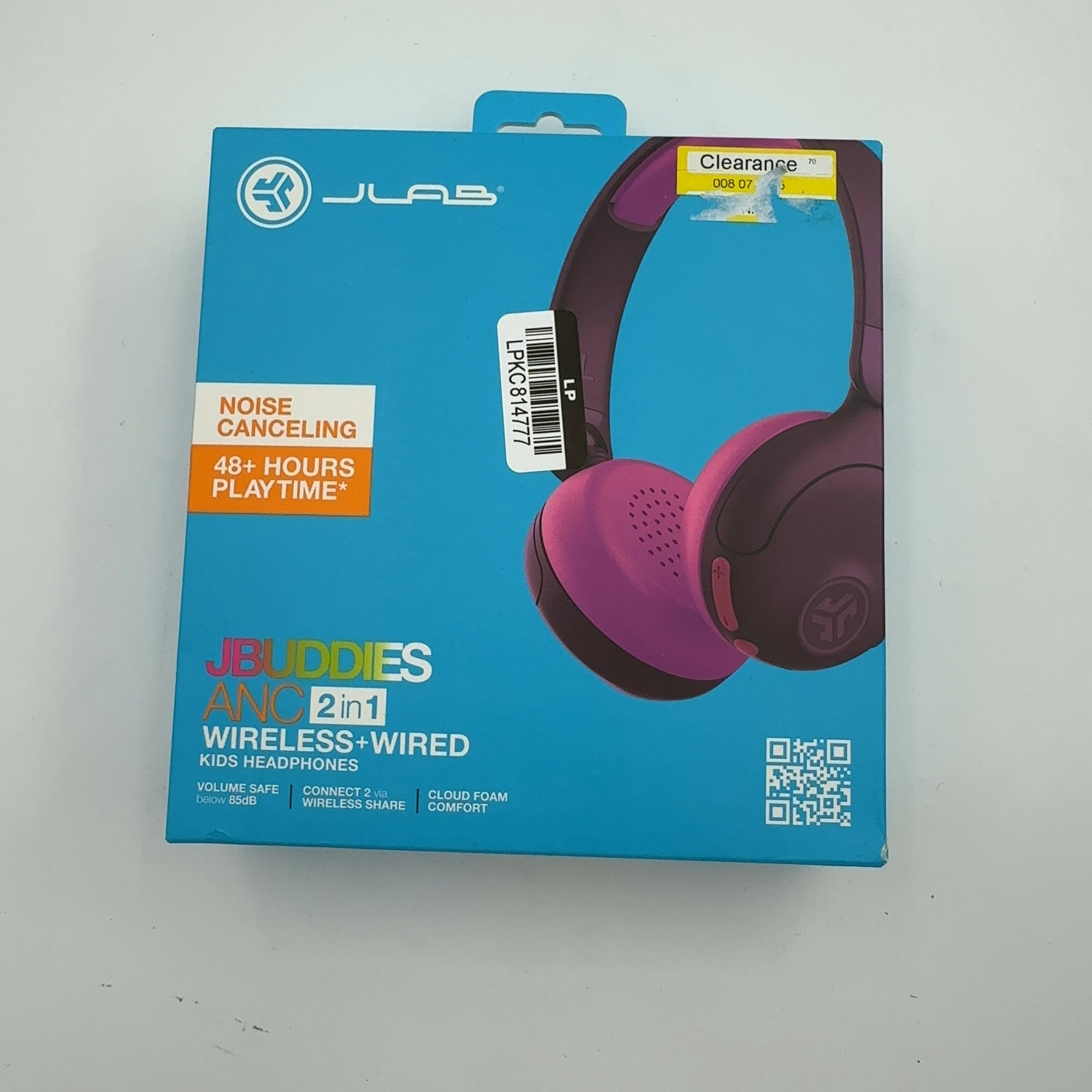Jlab Jbuddies Bluetooth Wireless Anc Kids' Headphones - Purple/Pink: Over-Ear Cushions