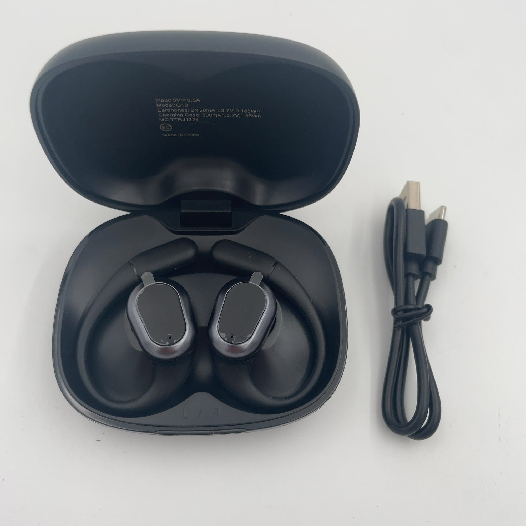 Open Ear Sport True Wireless Headphones - Heyday Black: Built-In Microphone, Water-Resistant