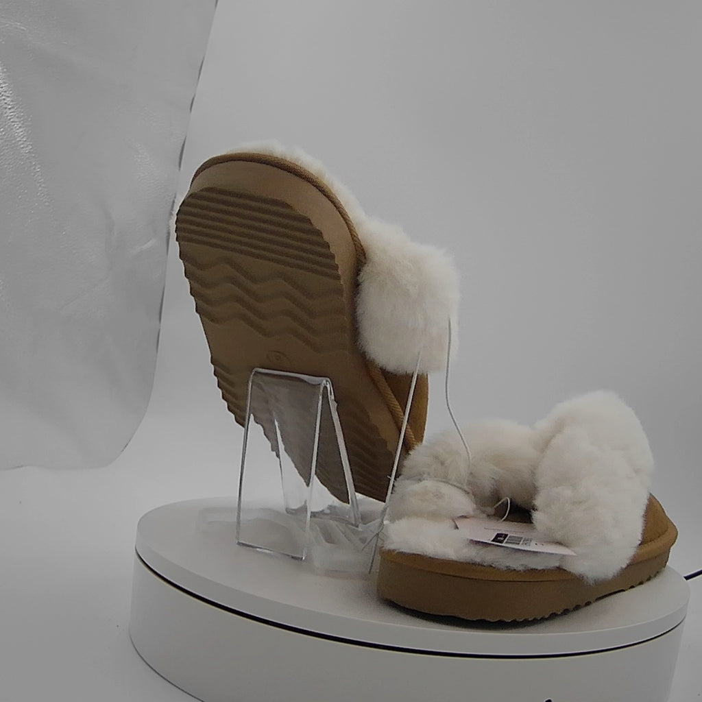 Women's Sylvia Genuine Suede Scuff Slippers - Auden Brown 8