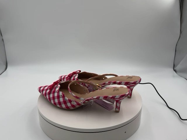 Women's Lysandra Gingham Eyelet Kitten Heels - Wild Fable Red 11: Slip-On Pumps, Pointed Toe, 2" Louis Heel, Medium Width