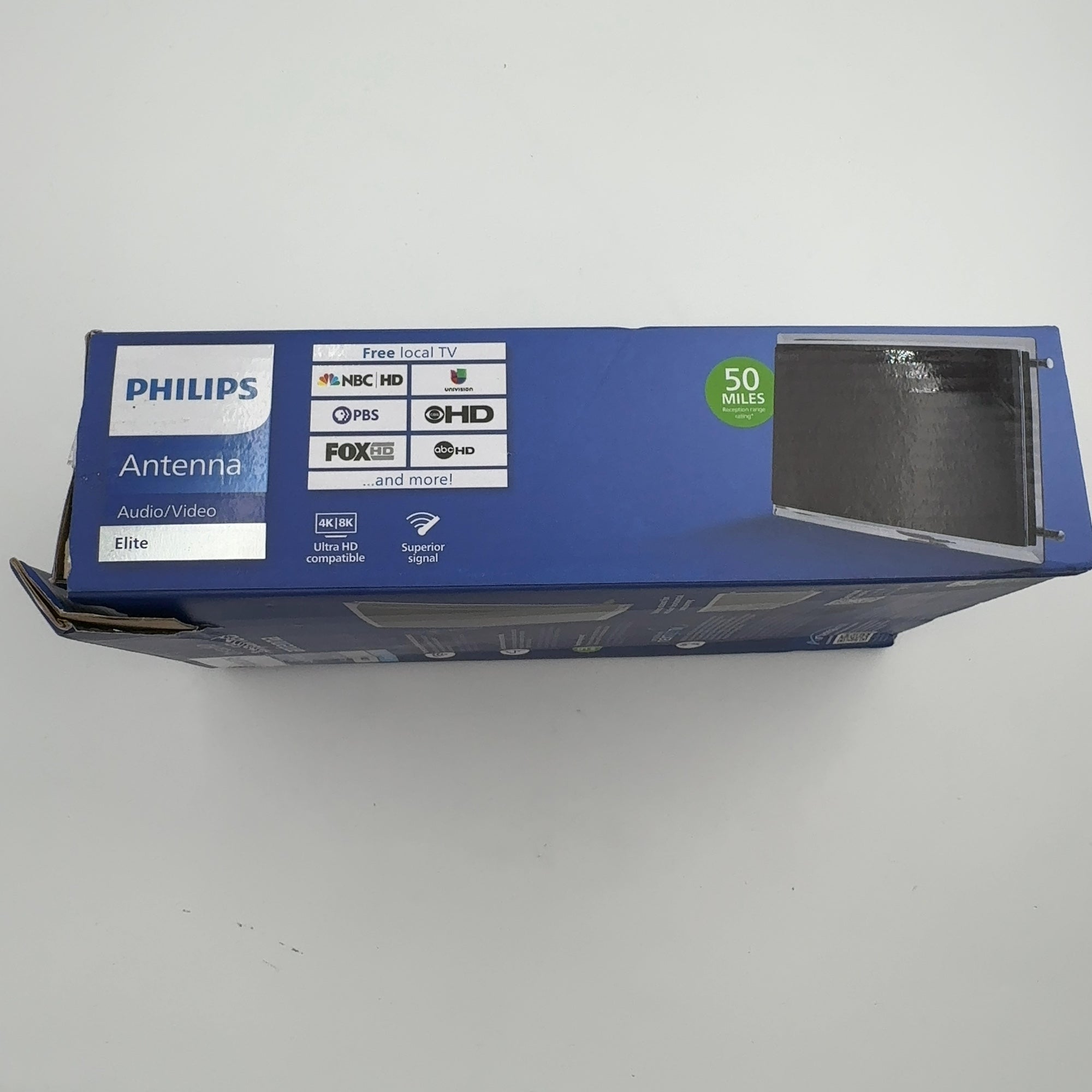 Philips Crystal Hd Indoor Amplified Tv Antenna With 6' Coaxial Cable – Black: Digital Signal, 50 Mile Range