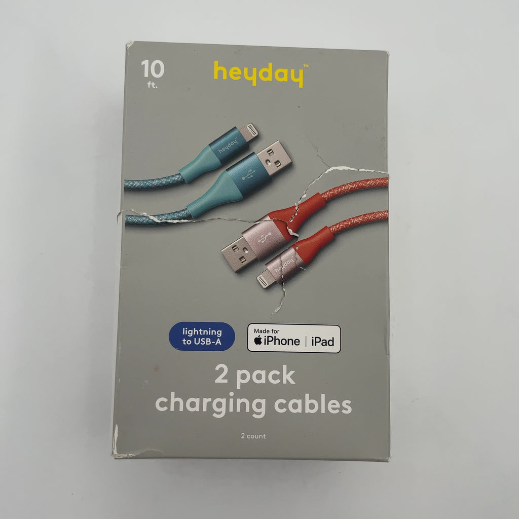 10ft USB-A to Lightning Braided Cable - 2pk - heyday Turquoise Poppy (Please be advised that sets may be missing pieces or otherwise incomplete.)
