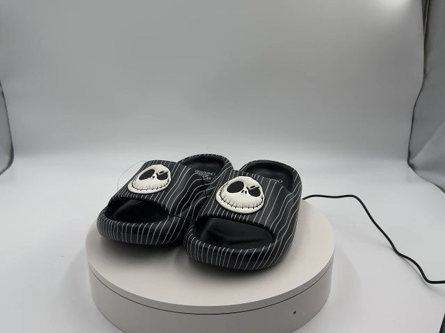 Men's Jack Skellington Nightmare Before Christmas Slides - Black 7: Disney Licensed, Open Toe, Slip On, Textured Outsole