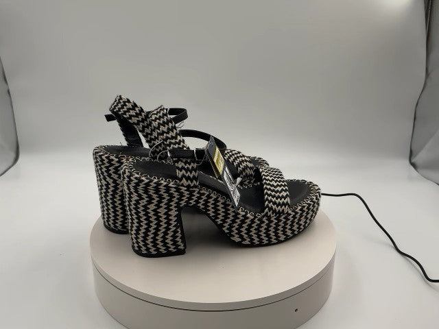 Women's Madeline Woven Platform Sandal Heels with Memory Foam Insole - Universal Thread Black 8.5: Ankle Strap, Block Heel