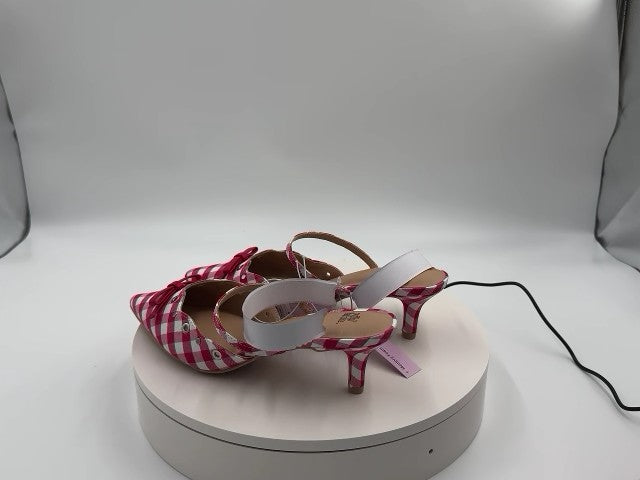 Women's Lysandra Gingham Eyelet Kitten Heels - Wild Fable Red 8: Slip-On, Pointed Toe, Louis Heel