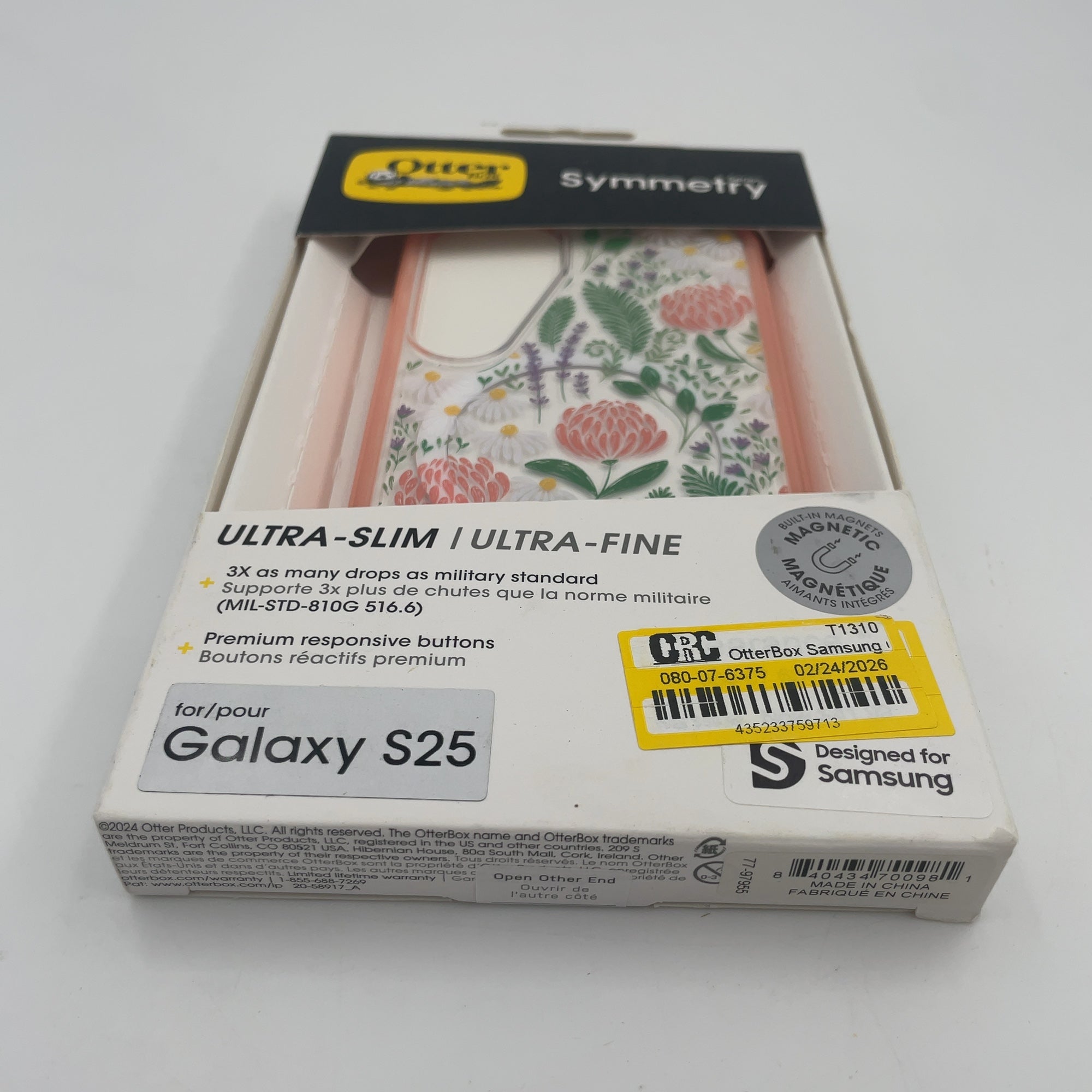 Otterbox Samsung Galaxy S25 Symmetry Series Case With Magnets - Peachy Bloom: Solid Plastic Cell Phone Cover