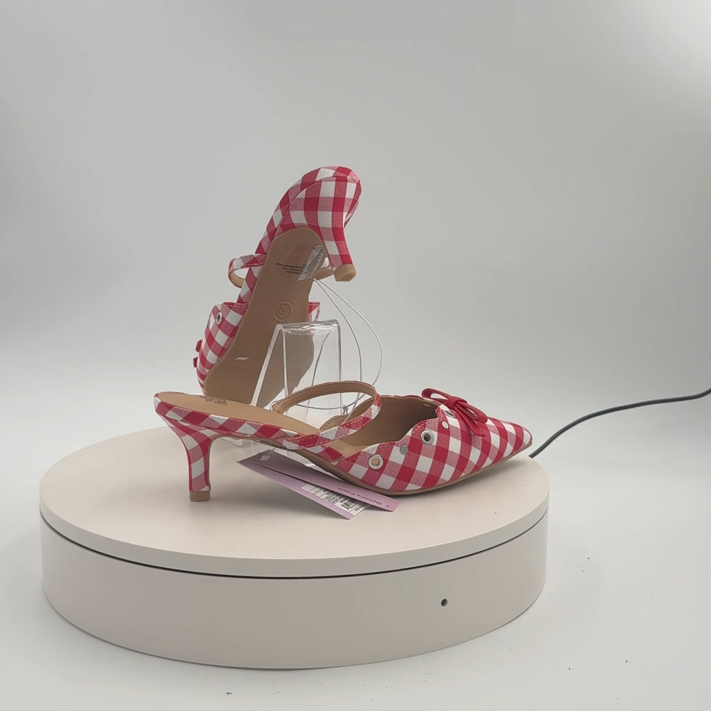 Women's Lysandra Gingham Eyelet Kitten Heels - Wild Fable Red 6: Slip-On, Pointed Toe, Louis Heel
