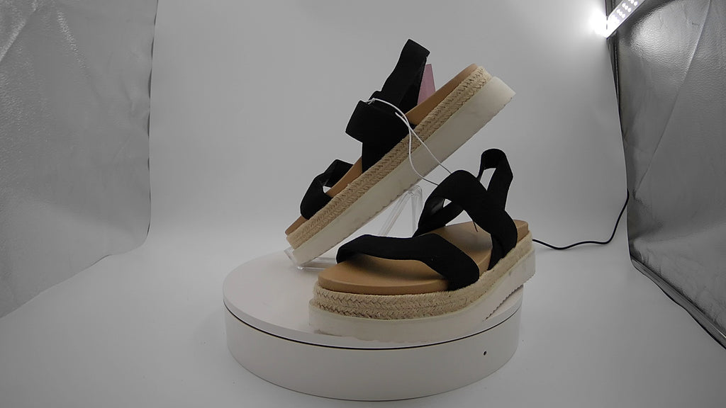 Women's Elliot Stretch Strappy Platform Sandals - Wild Fable Black 11: Adjustable Elastic Strap, Open Round Toe, Textured Outsole