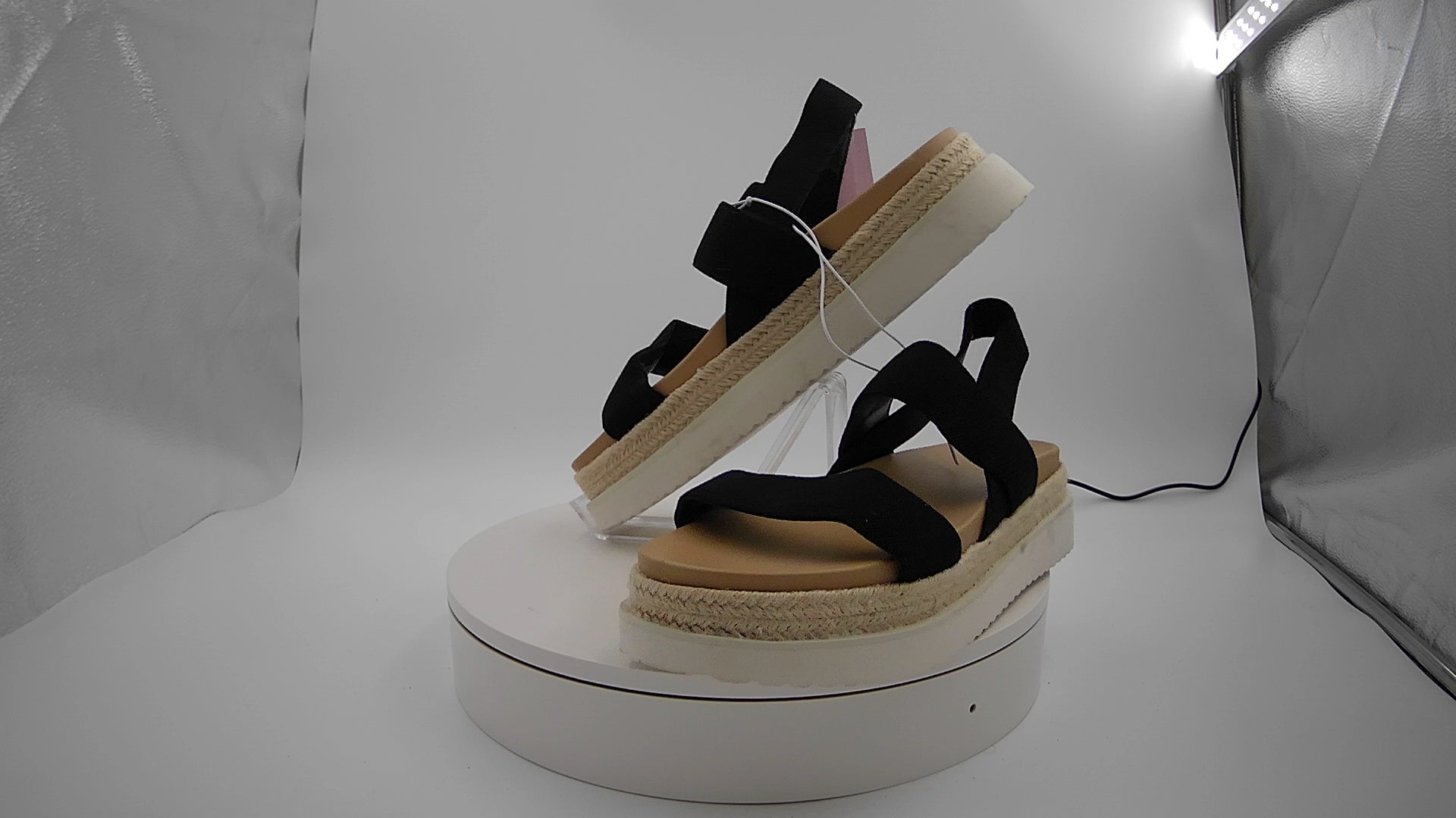 Women's Elliot Stretch Strappy Platform Sandals - Wild Fable Black 11: Adjustable Elastic Strap, Open Round Toe, Textured Outsole
