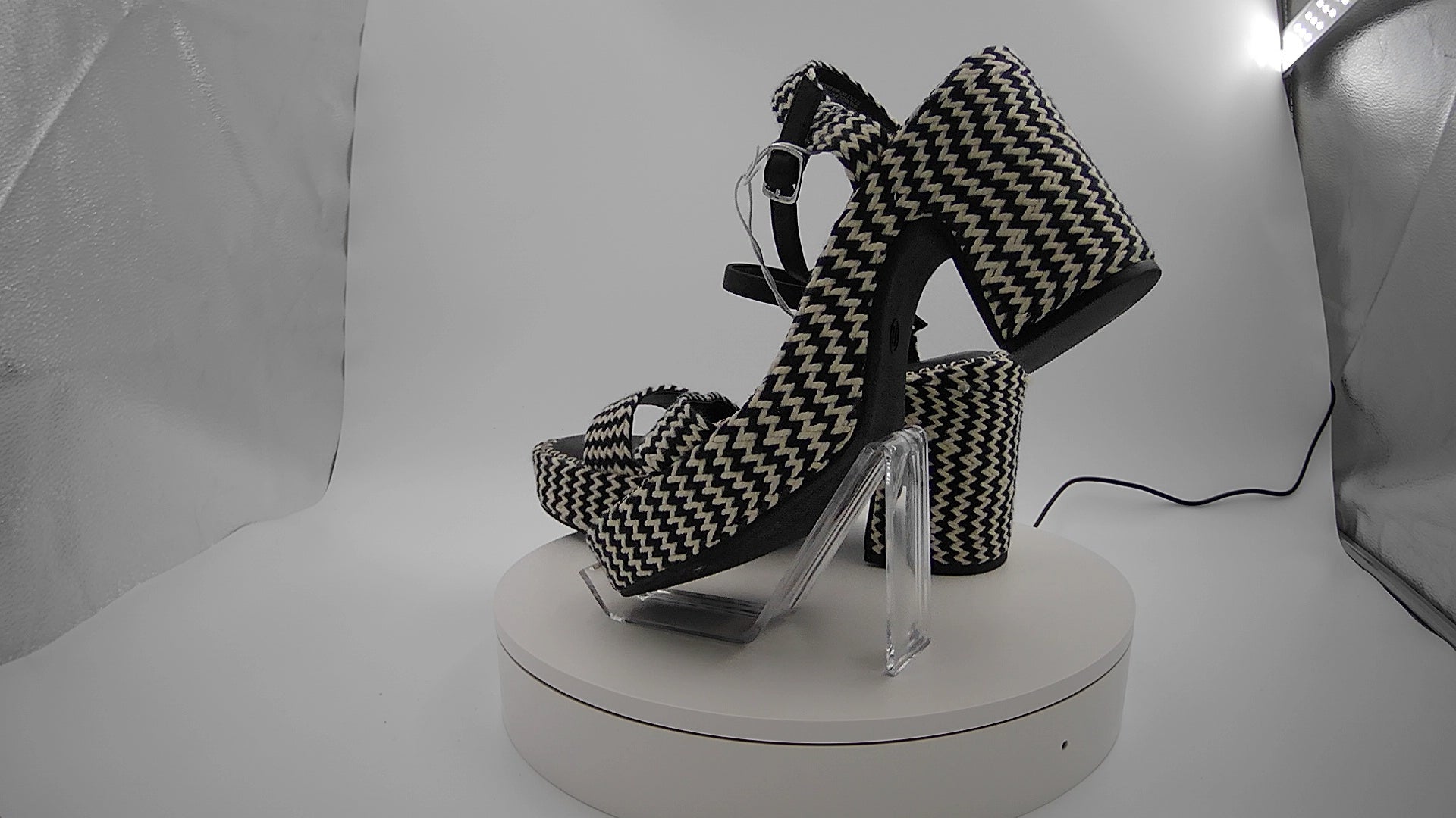 Women's Madeline Woven Platform Sandal Heels with Memory Foam Insole - Universal Thread Black 11: Ankle Strap, Block Heel