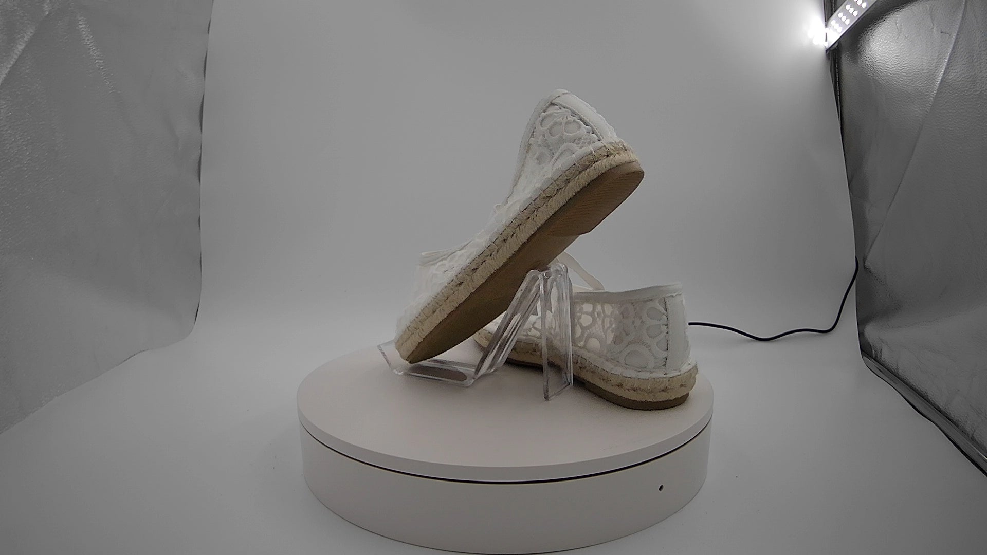 Women's Celia Floral Lace Mary Jane Espadrille Flat with Memory Foam Insole - Universal Thread White 7: Breathable Mesh Upper