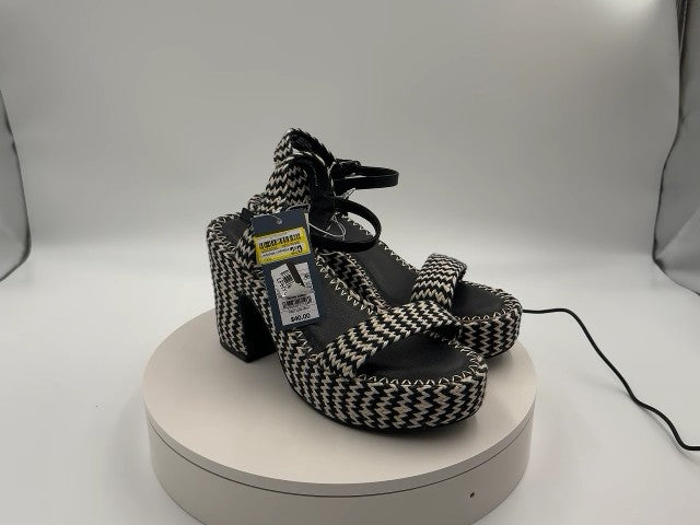 Women's Madeline Woven Platform Sandal Heels with Memory Foam Insole - Universal Thread Black 8.5: Ankle Strap, Block Heel