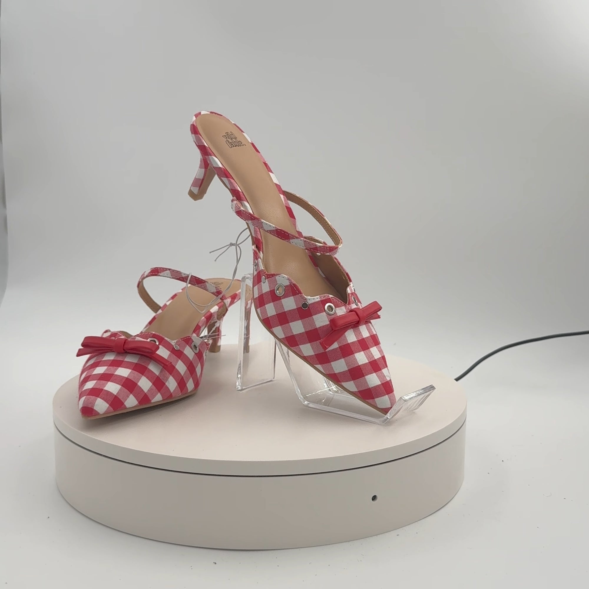 Women's Lysandra Gingham Eyelet Kitten Heels - Wild Fable Red 9: Slip-On Pumps, Pointed Toe, 2" Louis Heel, Textured Outsole